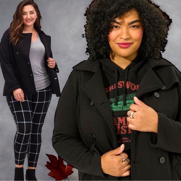 Torrid Black Fleece Peacoat Jacket Sizes: 1 1XL NEW - Picture 3 of 16